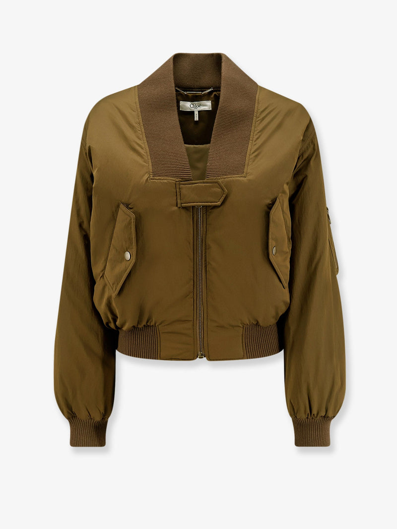 Chloe Chloe Nylon Bomber Jacket Brown Women - World Class Fashion