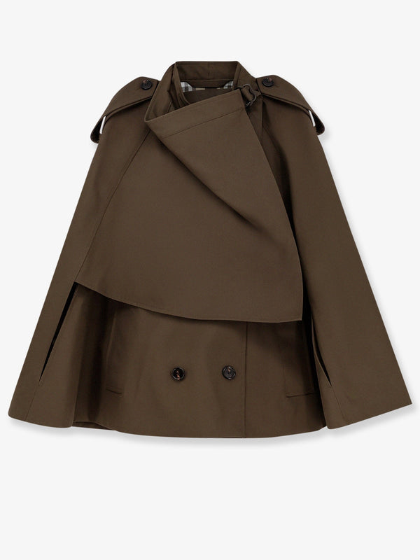 Burberry Cotton Cape With Traditional Check Lining