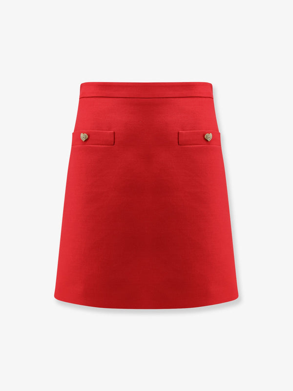 Valentino Crepe Couture Skirt With Heart Jewel Buttons