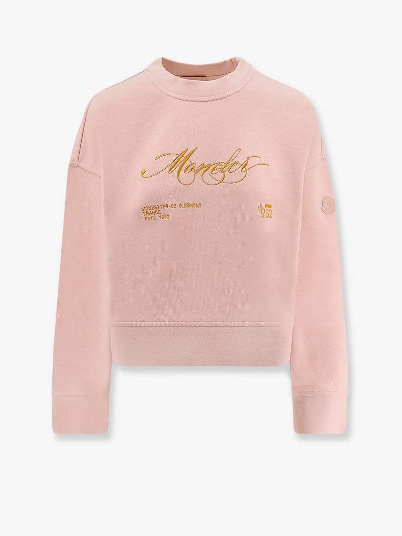 Moncler Moncler Cotton Sweatshirt With Logo Patch Pink - World Class Fashion