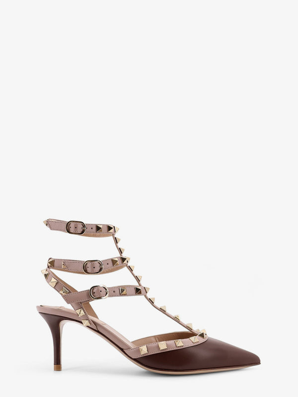 Valentino Garavani Rockstud Valentino Garavani Leather Décolleté Slingback