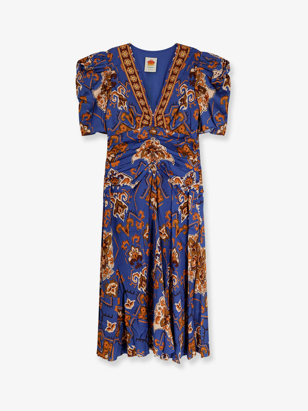 Farm Rio Ornament Floral Viscose Midi Dress