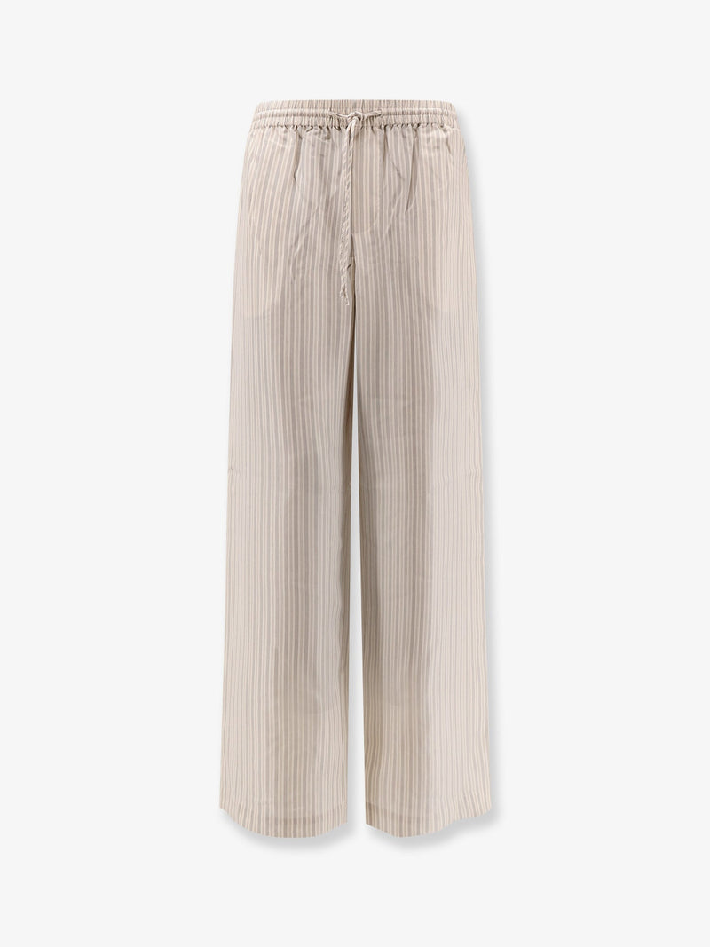 Rohe Rohe Silk Striped Trousers Beige Women - World Class Fashion