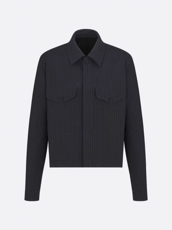 Dior Striped Wool Blazer With Semi-French Collar