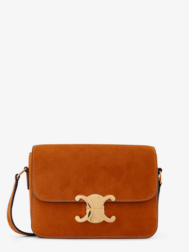 Celine Celine Teen Triomphe Suede Shoulder Bag Brown - World Class Fashion