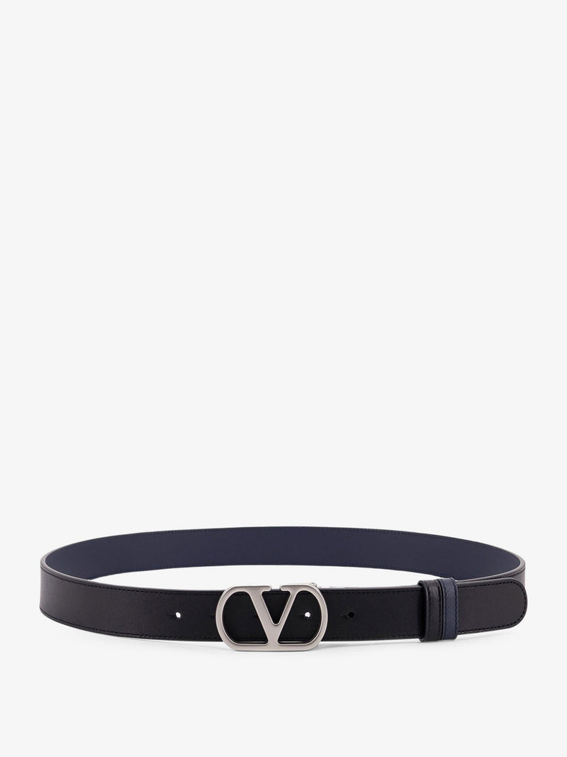 Valentino Garavani Cinturón Valentino Garavani Vlogo Reversible de Cuero Negro - World Class Fashion