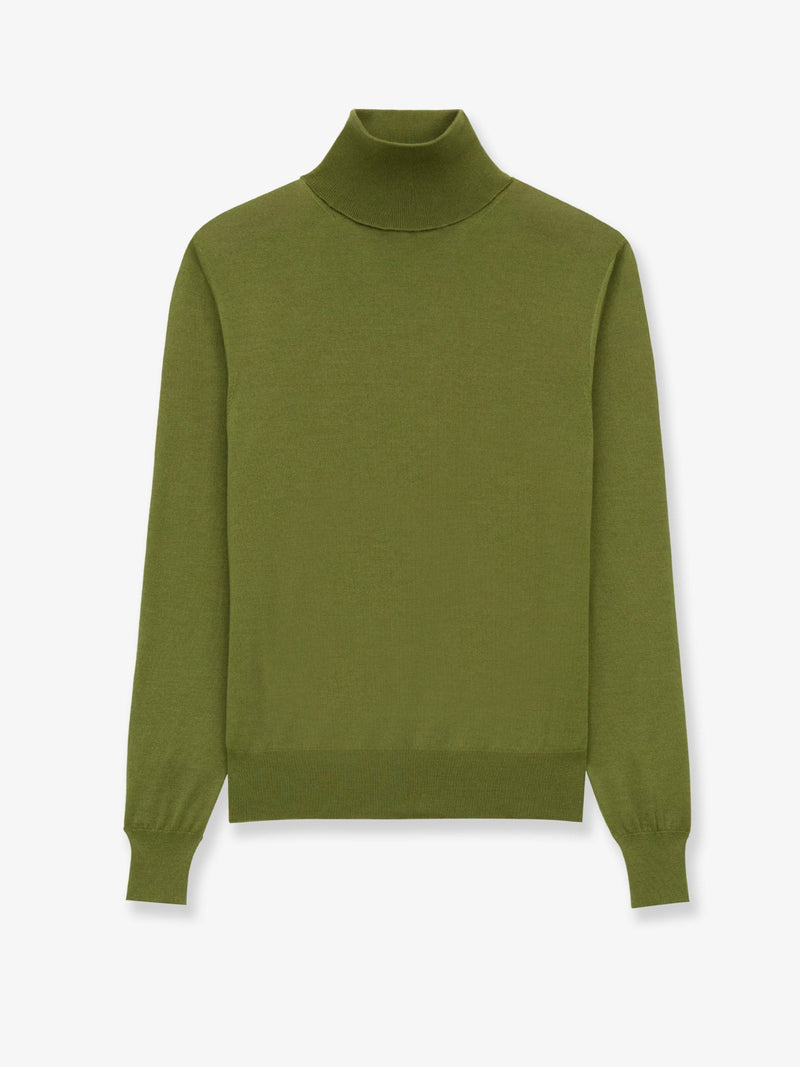 Saint Laurent Saint Laurent Cashmere Wool Silk Turtleneck Sweater Green - World Class Fashion