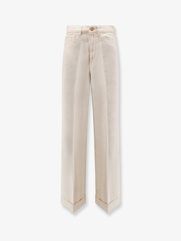 3X1 Flip Cuffed Cream Denim Trousers