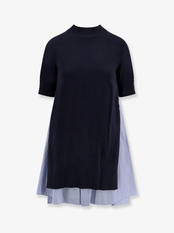 Sacai Cotton Dress With Fabric Inserts