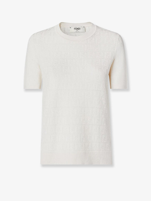 Fendi Cotton Blend T-Shirt With All-Over Ff Logo