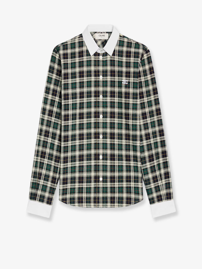 Celine Celine Tartan Cotton Shirt Green - World Class Fashion