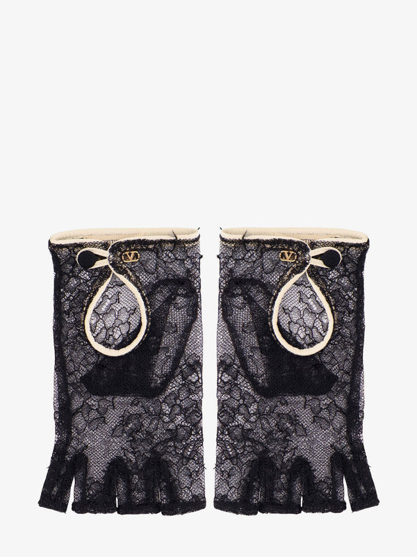 Valentino Garavani Lace Gloves With Leather Profiles