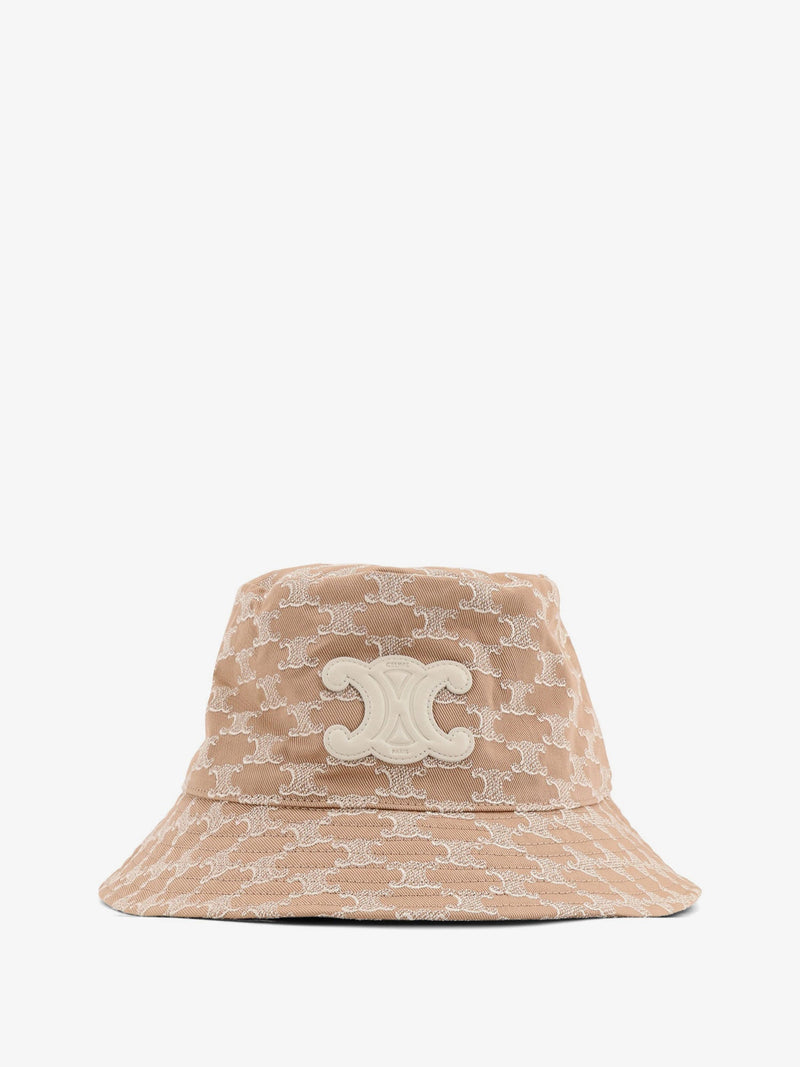 Celine Celine Cotton Hat with Triomphe Logo Beige - World Class Fashion