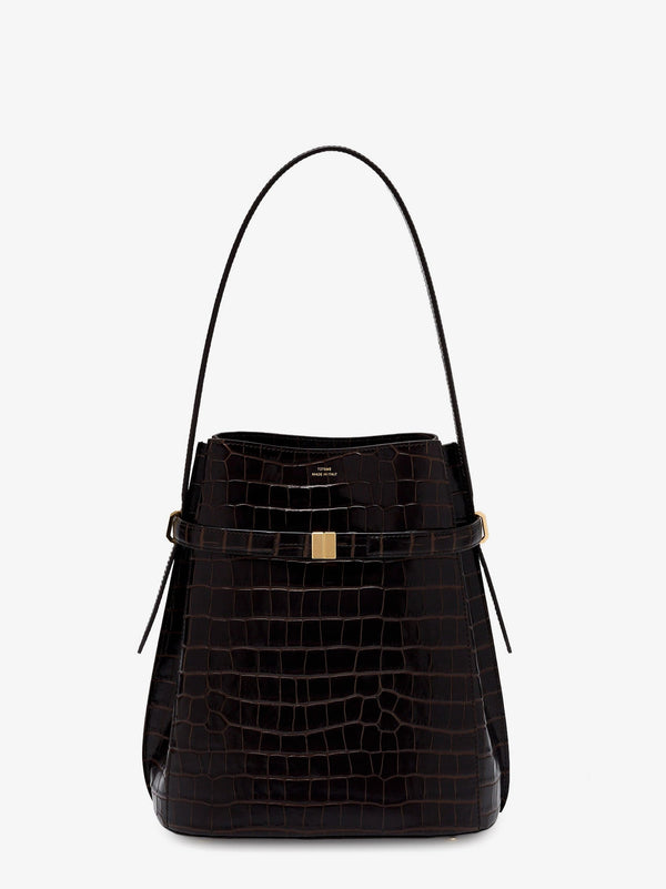 Toteme Leather Bucket Bag With Croco Effect