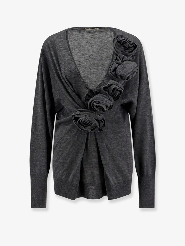 Alberta Ferretti Virgin Wool Sweater With Ruffles