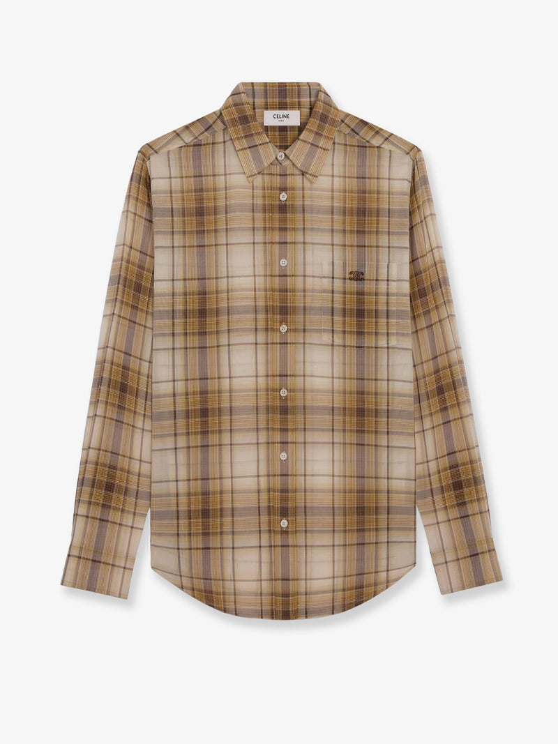 Celine Celine Checked Cotton Shirt Beige - World Class Fashion