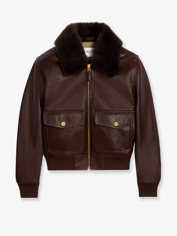 Celine Leather Jacket With Removable Collar