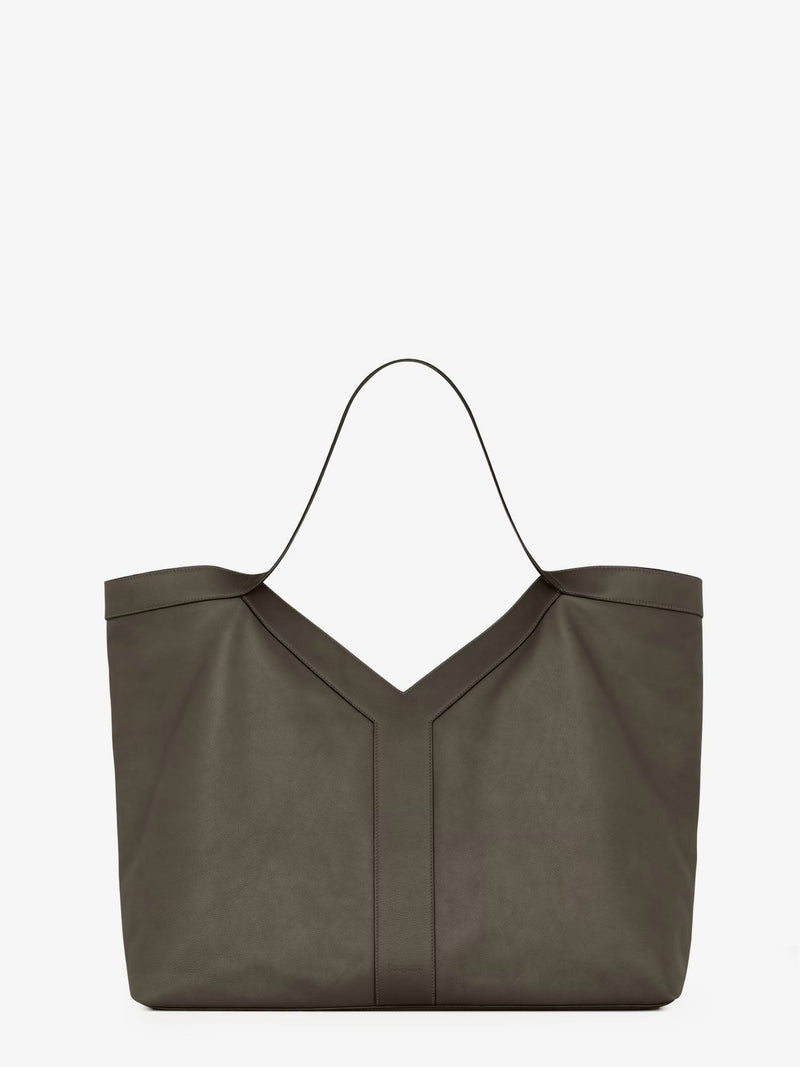 Saint Laurent Saint Laurent Y Oversize Leather Tote Bag Green - World Class Fashion