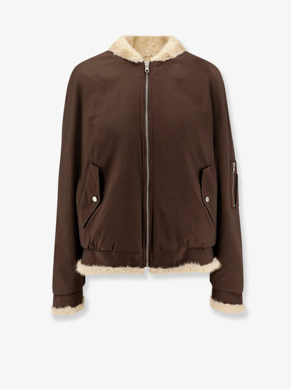 Mm6 Maison Margiela Reversible Nylon And Faux Shearling Bomber Jacket