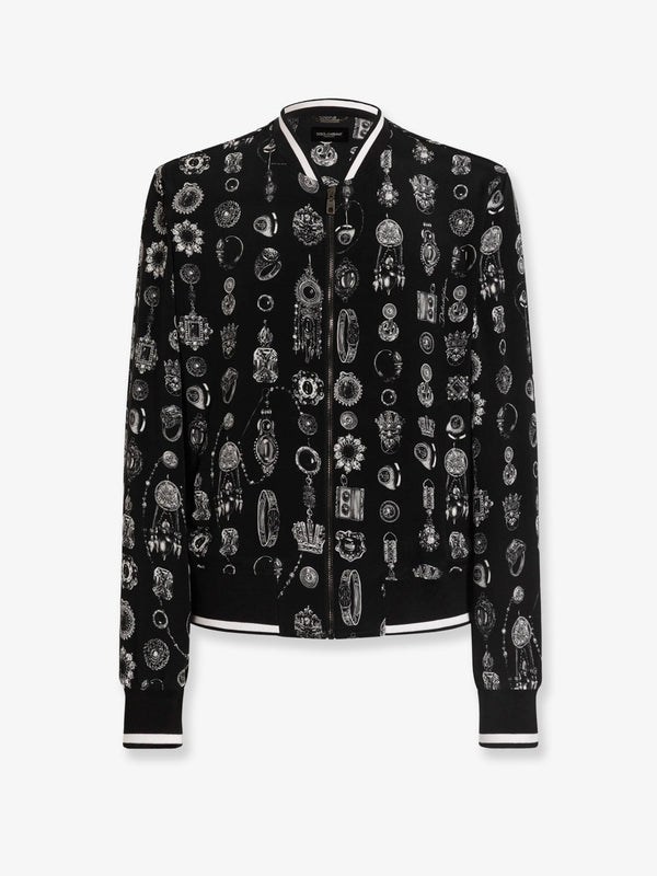 Dolce & Gabbana Silk Bomber With Icnic Print