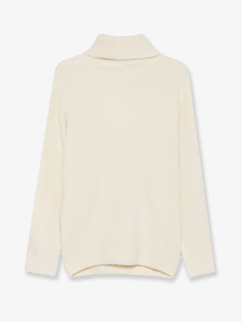 Toteme Jersey de cuello alto Toteme de mezcla de alpaca bouclé blanco - World Class Fashion
