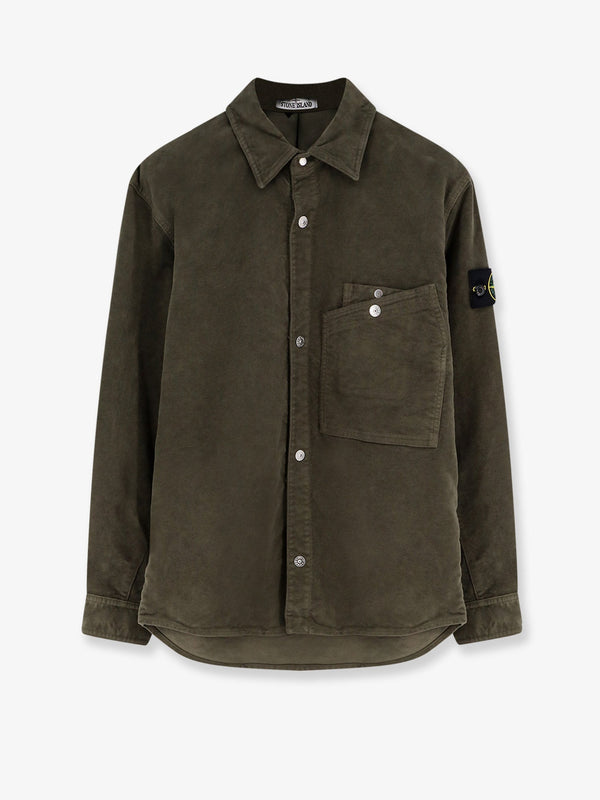 Stone Island Cotton Shirt With Iconic Logo Patch