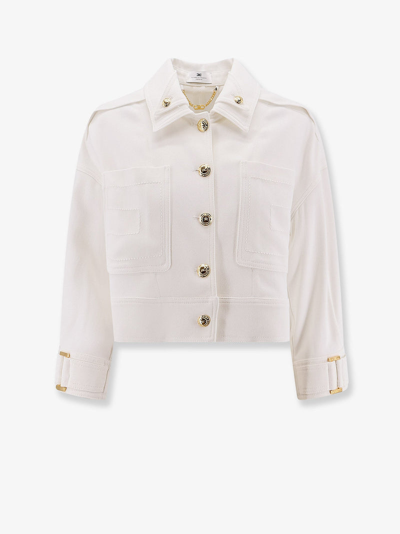 Elisabetta Franchi Chaqueta Corta de Viscosa Elisabetta Franchi Blanca - World Class Fashion
