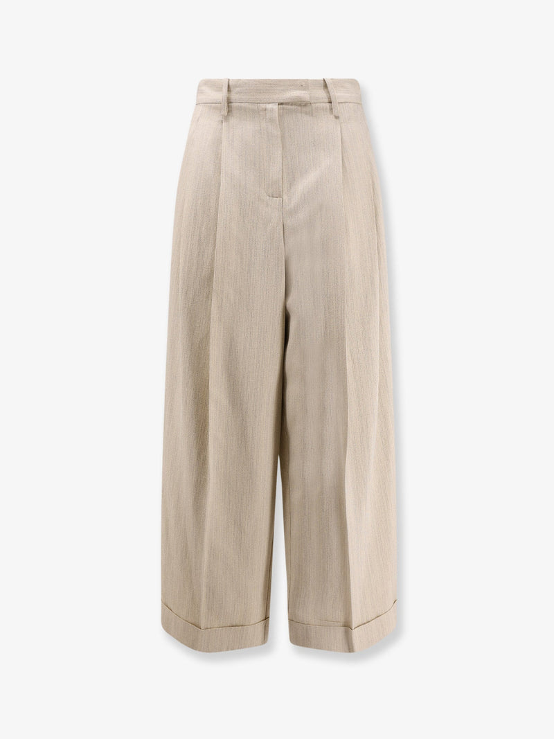 Alysi Alysi Sartorial Viscose Linen Trousers Beige - World Class Fashion