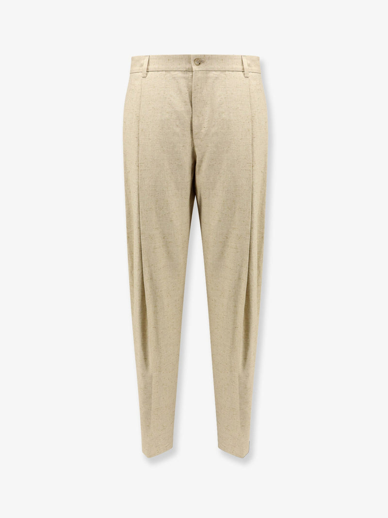 Dolce & Gabbana Dolce & Gabbana Hemp Linen Silk Trousers Beige - World Class Fashion