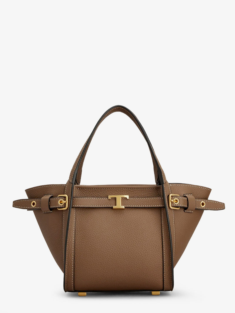 Tod’s Tod's T Signature Leather Shopping Bag Brown - World Class Fashion