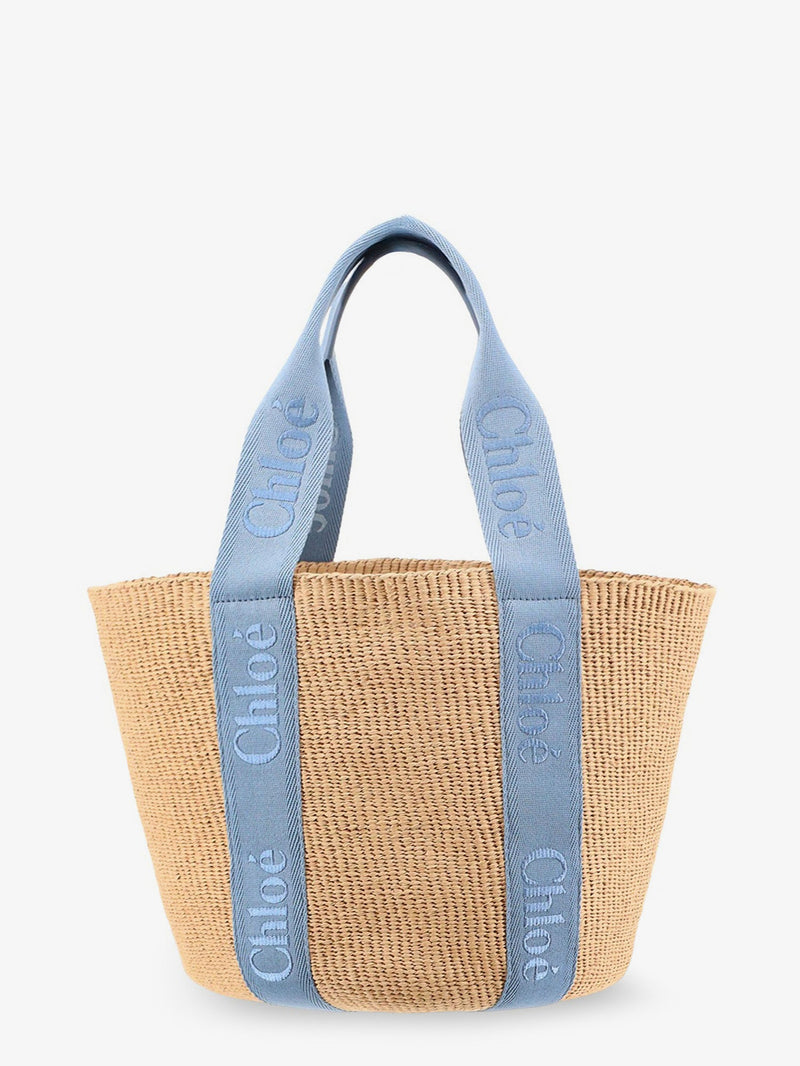 Chloe Chloe Woody Raffia Shoulder Bag Beige - World Class Fashion