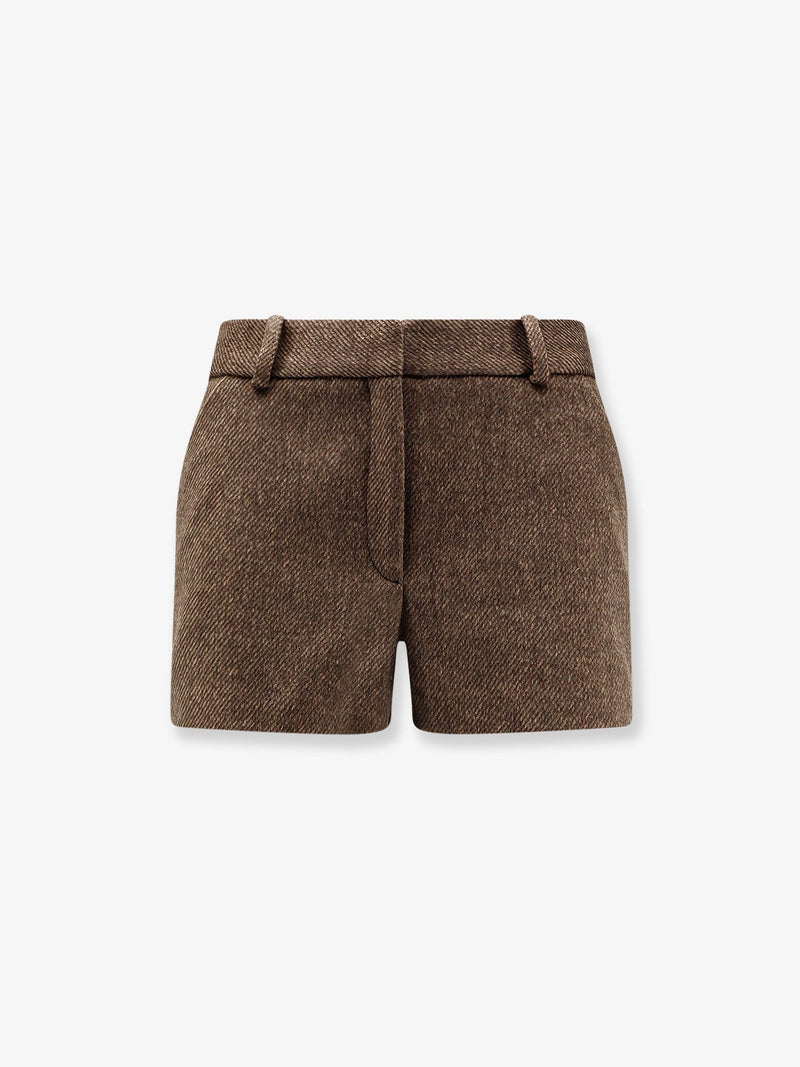 The Frankie Shop The Frankie Shop Kate Wool Blend Shorts Brown - World Class Fashion