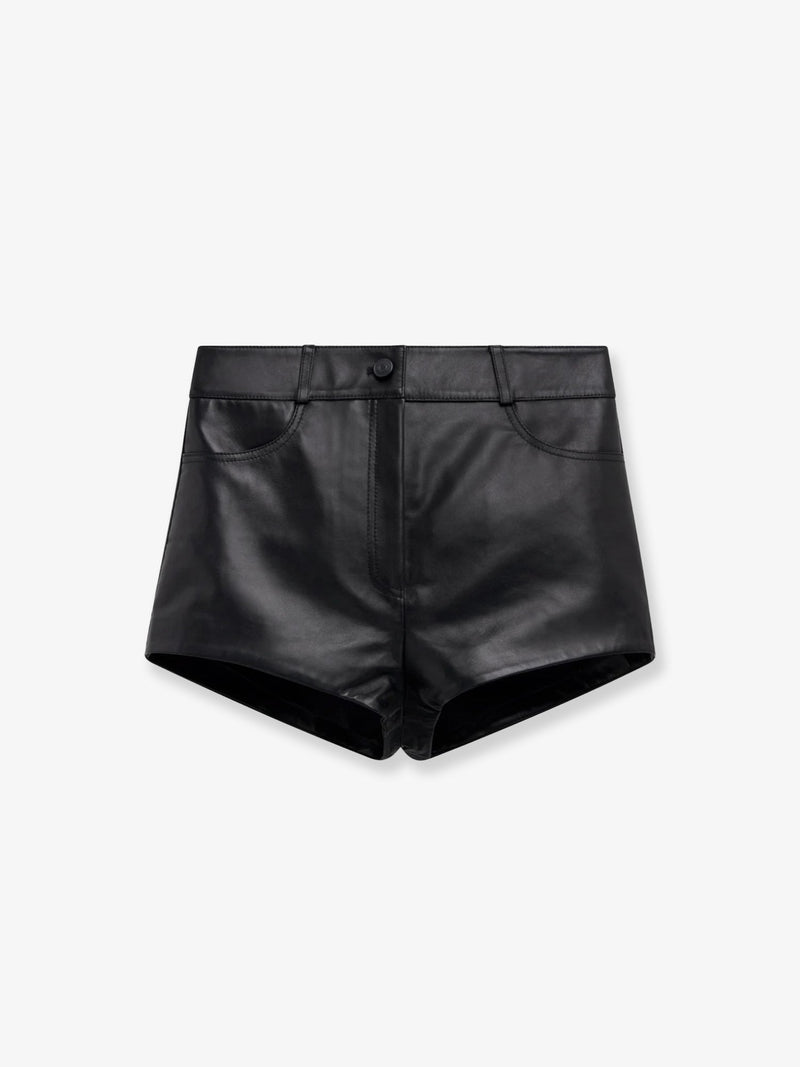 The Frankie Shop The Frankie Shop Loen Leather Shorts Black - World Class Fashion