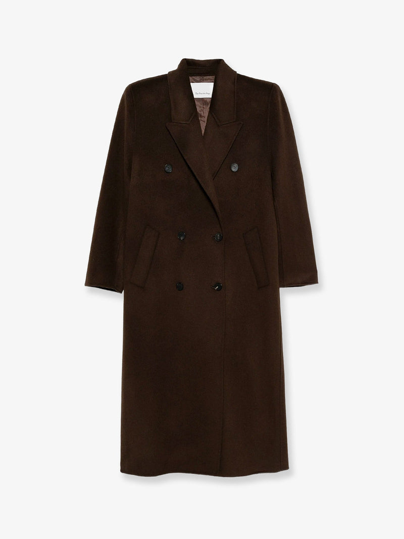 The Frankie Shop The Frankie Shop Gaia Wool Blend Coat Dark Brown - World Class Fashion