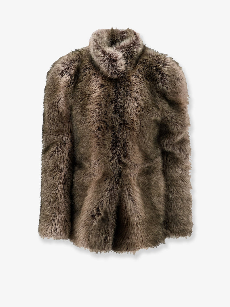 The Frankie Shop The Frankie Shop Denia Faux Fur Cinched Jacket Beige - World Class Fashion