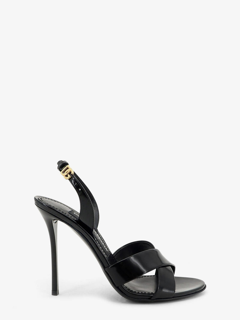 Dolce & Gabbana Dolce & Gabbana Keira Shiny Calfskin Leather Sandals Black - World Class Fashion