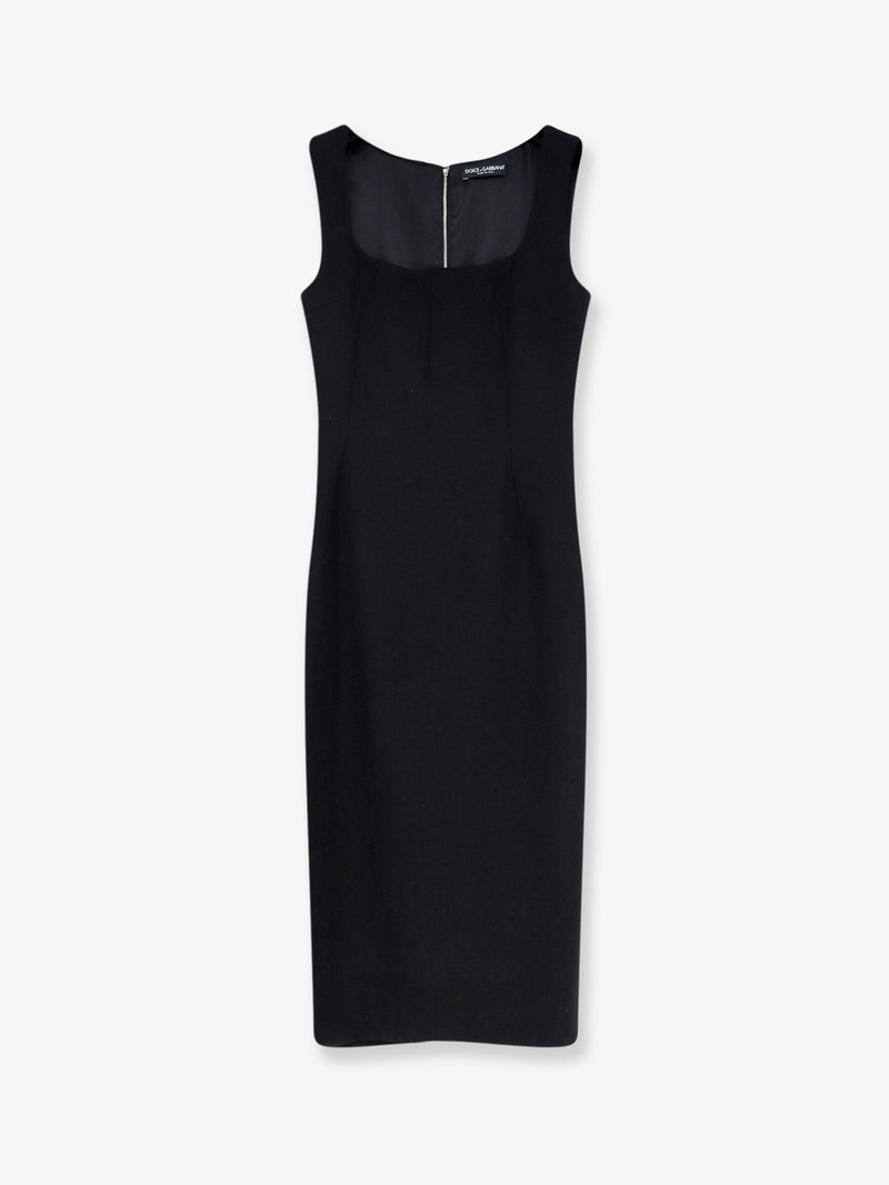 Dolce & Gabbana Dolce & Gabbana Virgin Wool Midi Dress Black - World Class Fashion