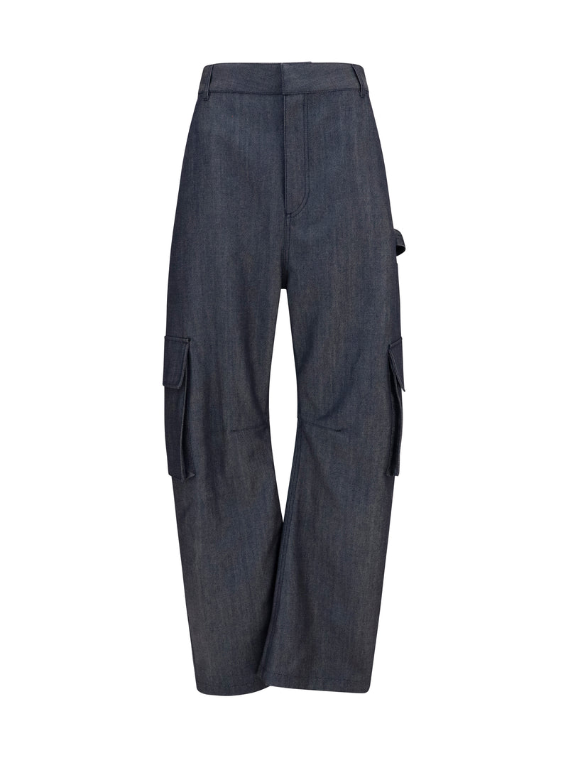 Balenciaga Balenciaga Denim Print Cargo Pants Dark Navy - World Class Fashion