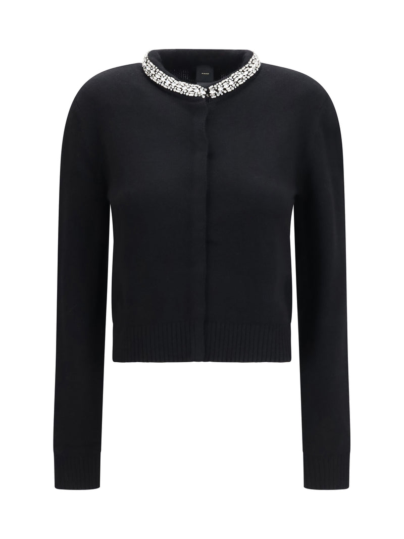 Pinko Pinko Colonia Cardigan with Jewel Collar Black - World Class Fashion