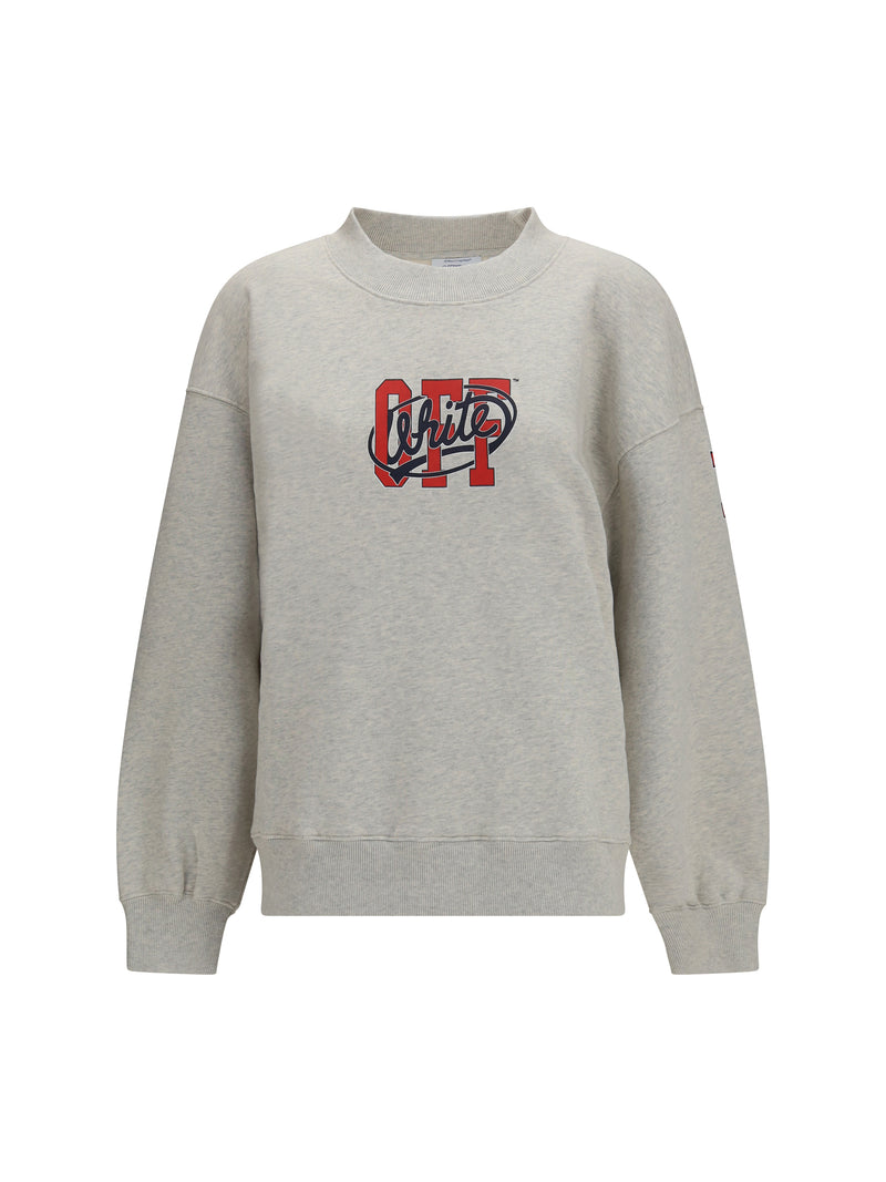 Off-white Off-white Off College Crewneck Sweatshirt Grey/Red - World Class Fashion
