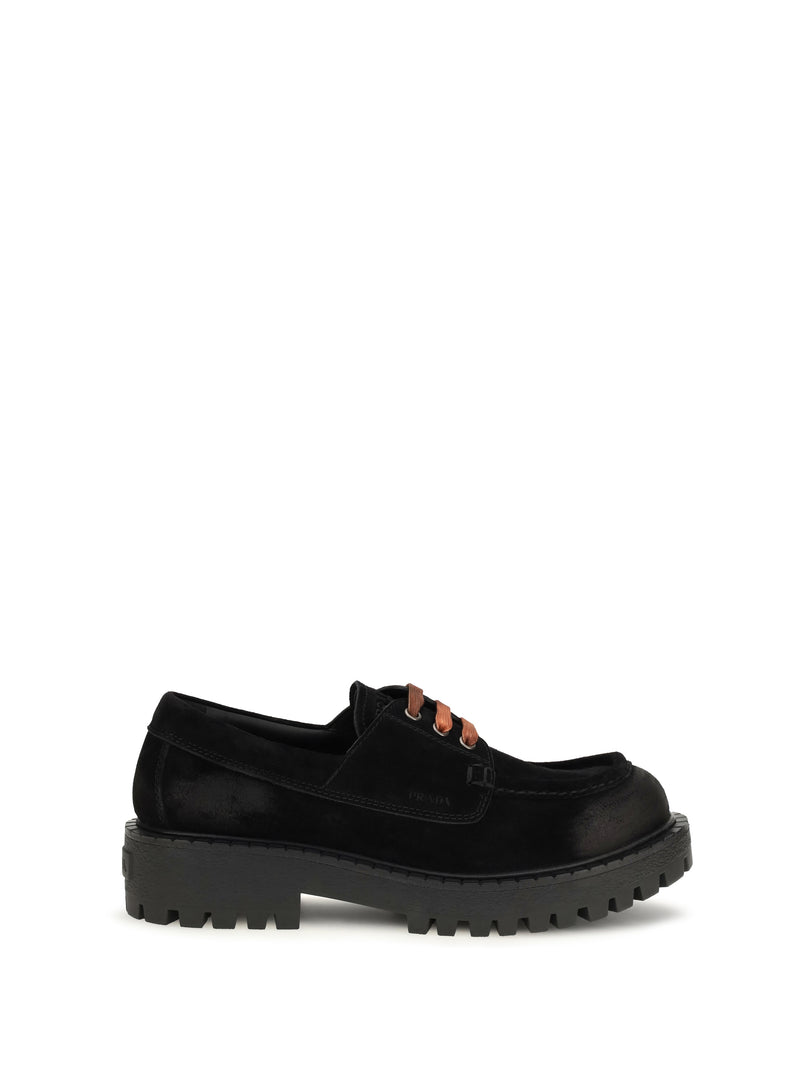 Prada Prada Suede Lace-up Loafers Black Men - World Class Fashion
