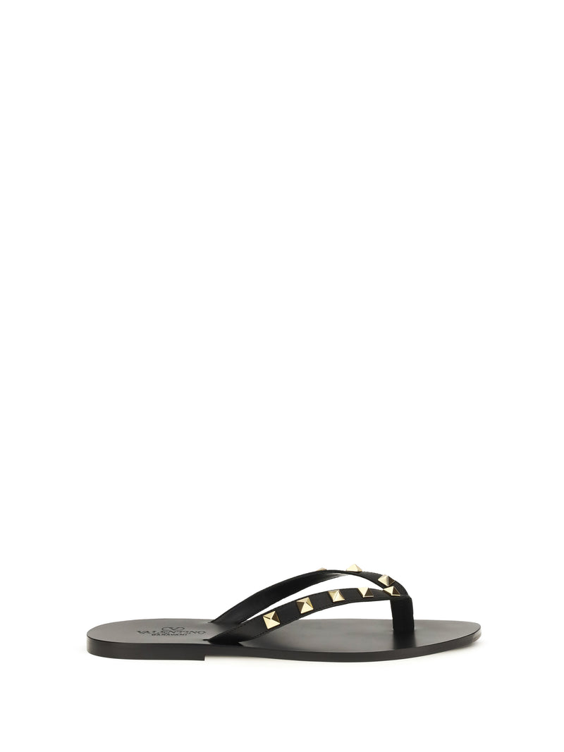 Valentino Garavani Valentino Garavani Rockstud Thong Sandals Nero - World Class Fashion