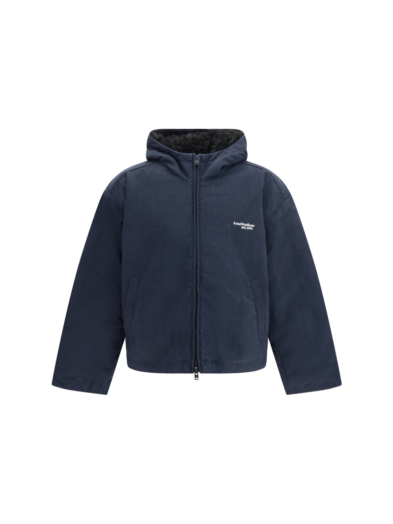 Acne Studios Acne Studios Waxed Hooded Jacket Evening Blue - World Class Fashion