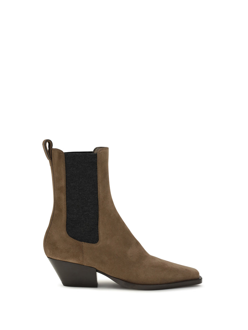 Brunello Cucinelli Brunello Cucinelli Suede Texan Ankle Boots Caramello - World Class Fashion