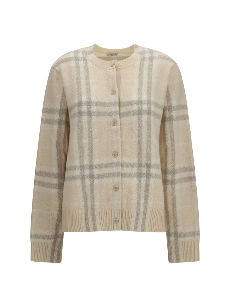 Burberry Burberry Check Cashmere Cardigan Ecru Beige - World Class Fashion