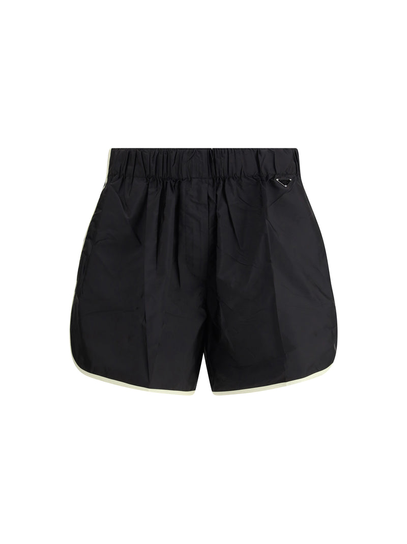 Prada Prada Lightweight Re-Nylon Shorts Nero+Vaniglia - World Class Fashion