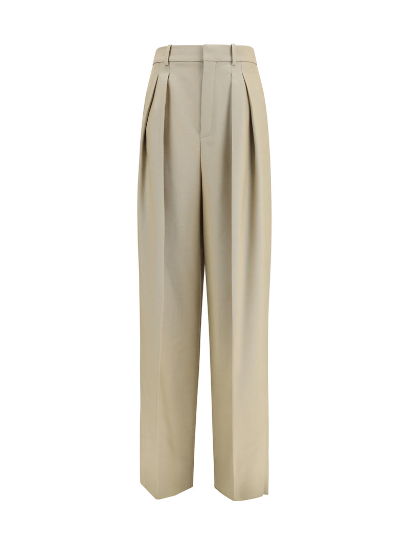 Saint Laurent Saint Laurent Wool Silk Canvas Pants Mustard - World Class Fashion