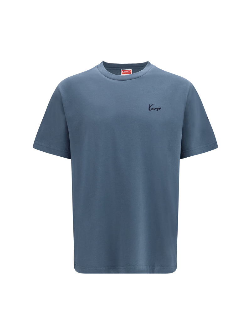 Kenzo Kenzo Signature Embroidered Cotton T-shirt Anthracite - World Class Fashion