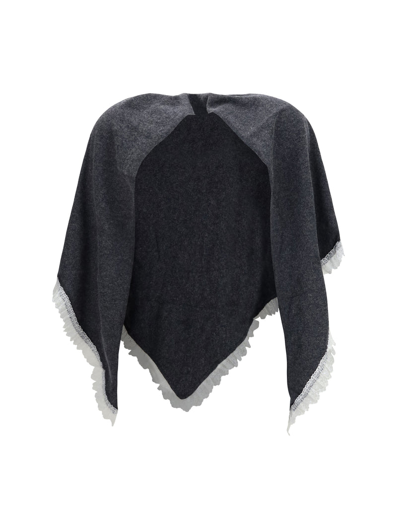 Ganni Ganni Openwork Wool Cape Phantom - World Class Fashion