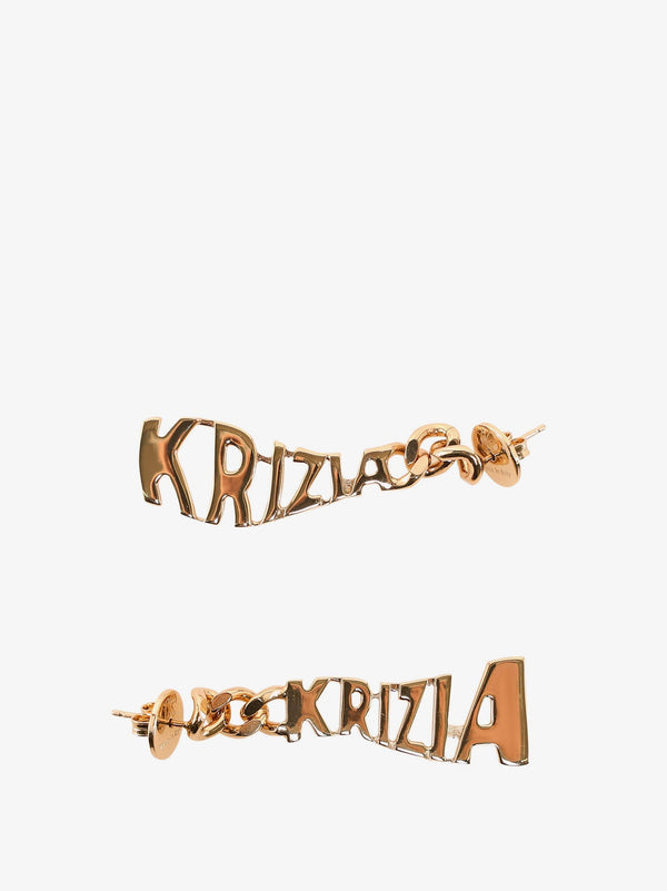 K Krizia Brass Earrings With Logo